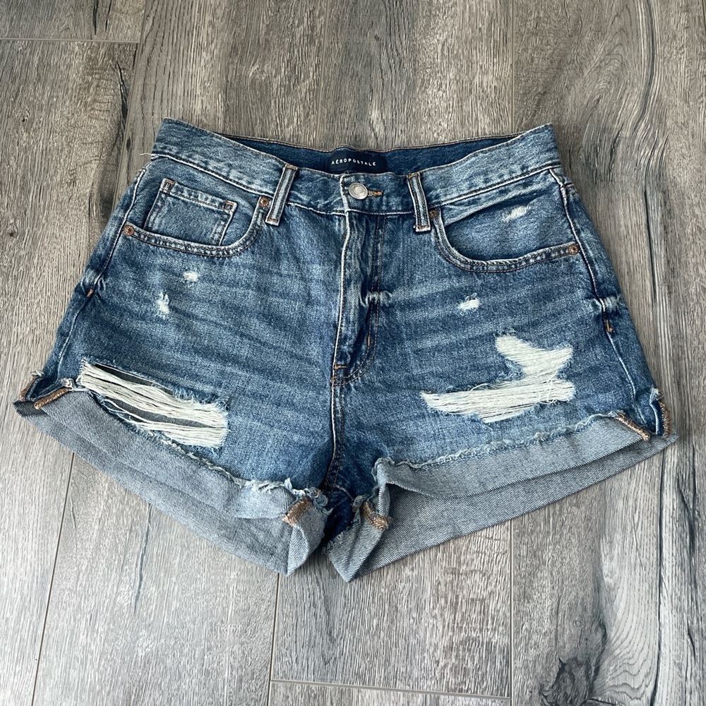 Aeropostale Distressed Blue Jean Shorts